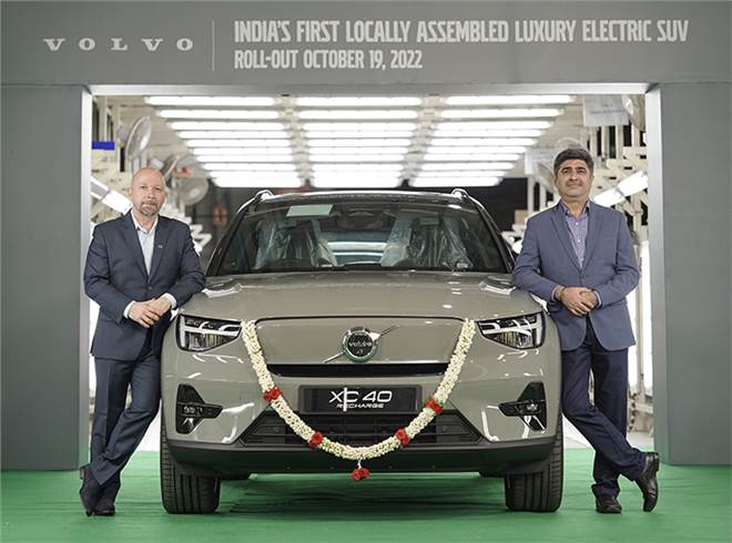 Luxury carmaker Volvo Car India today rolled out its first assembled-in-India all-electric SUV XC40 Recharge from its Hoskote plant near Bengaluru.