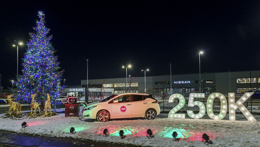 Nissan Sunderland’s Christmas lights powered by one of their LEAF