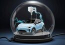 electric car charging inside a crystal ball