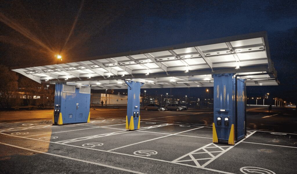 The NHS has installed Scotland’s first pop-up EV charging and solar car park at Raigmore Hospital, in Inverness