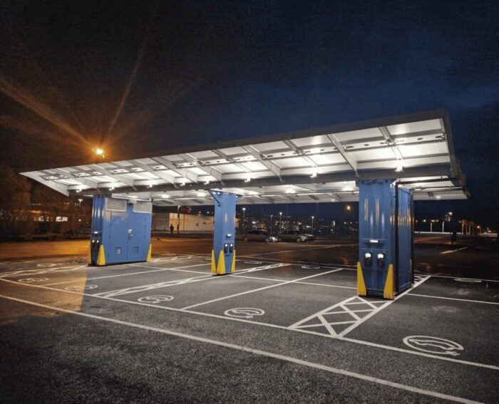 The NHS has installed Scotland’s first pop-up EV charging and solar car park at Raigmore Hospital, in Inverness