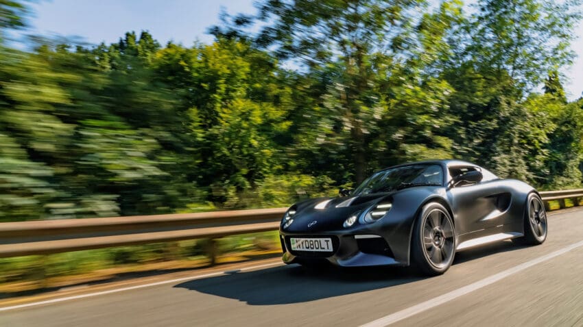 An electric sports car capable of recharging from 10% to 80% in just five minutes has taken to the road for the first time.