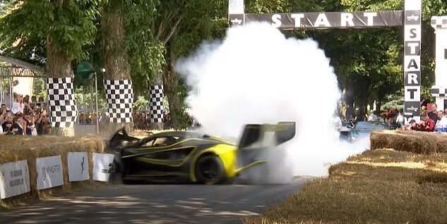 Lotus debuts its one-off £2million hypercar at Goodwood Festival of Speed - then immediately crashes it