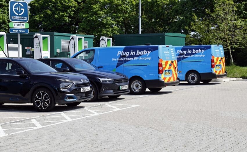 EVs at a public charger in the UK