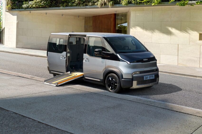 Kia PV5 side-entry WAV wheelchair mounting