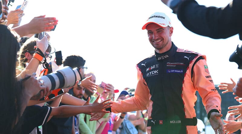 Nico Mueller has finally landed his first Formula E victory, and he could scarcely have picked a better stage on which to do it.